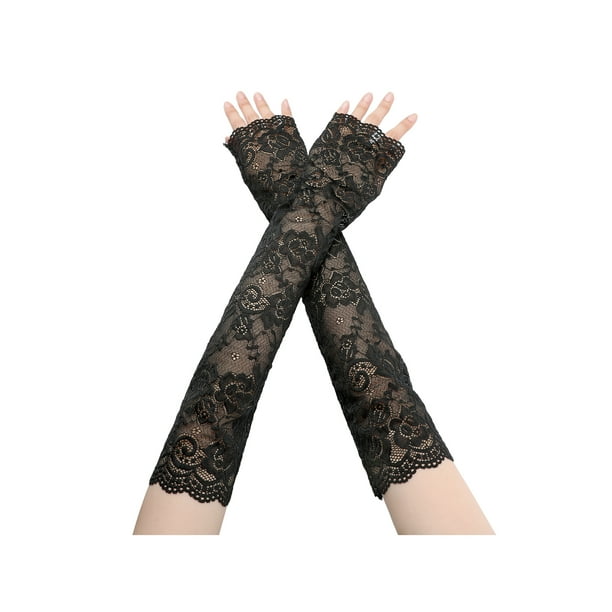 Guantes de conducción de verano INSPIRE CHIC para mujer, mangas desmontables, guantes sin dedos de encaje para mujer, talla única, color negro