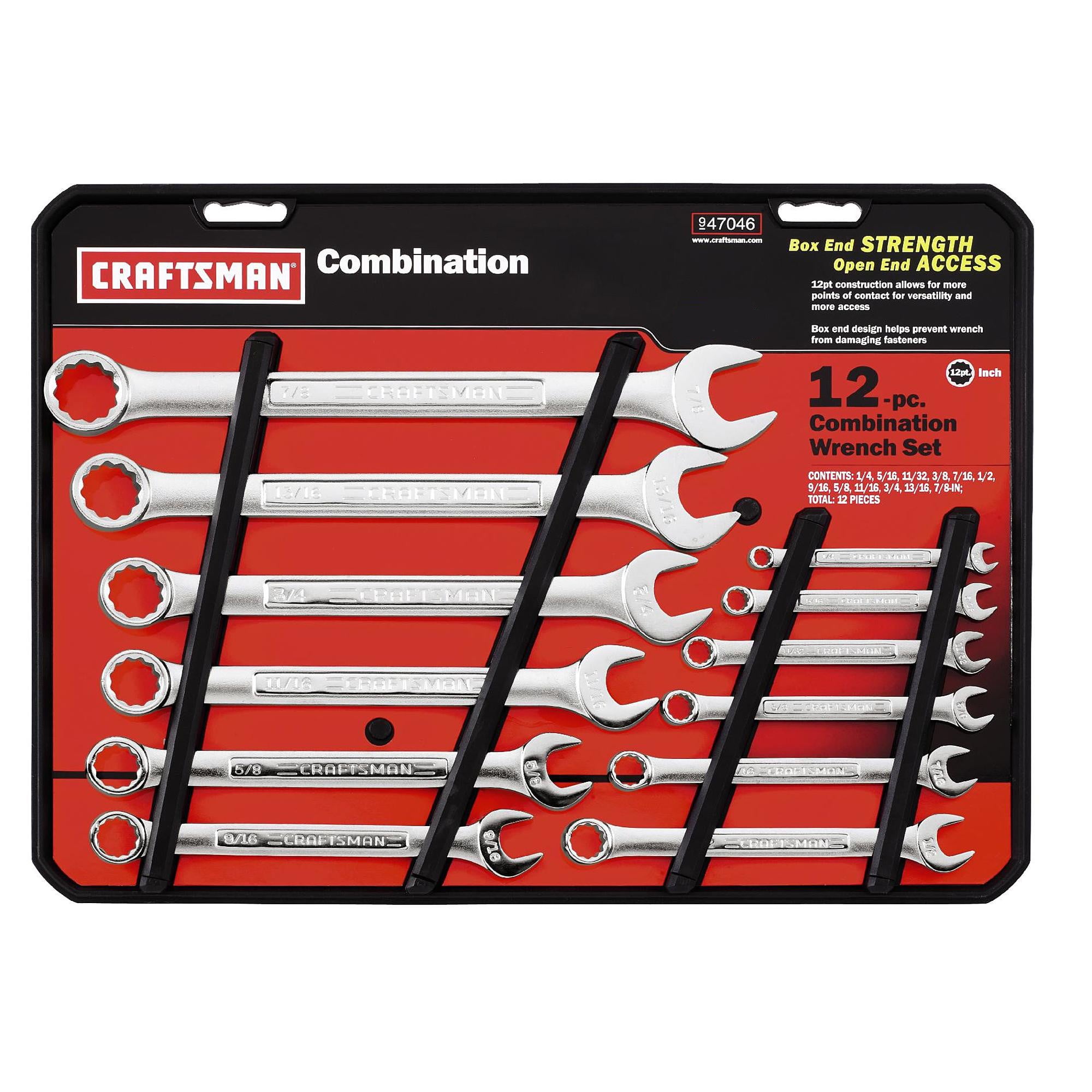 CRAFTSMAN Hand Tools 9-47046 12 Piece Combination Wrench Set - Walmart