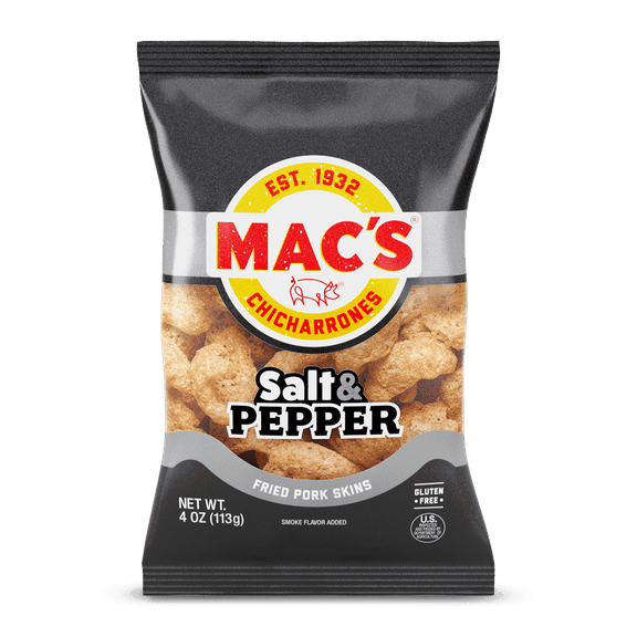 Mac's Salt & Pepper Fried Pork Skins, 4 oz Bag