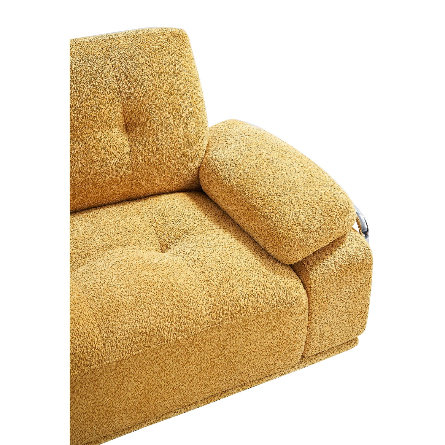 89"W Chenille 3-Seater Sofa with Pillow Top Arms and Chrome Accent Frame,Living Room Sofa Couch,Yellow