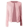 thumbnail image 4 of DHFJKG Womens Cardigan Sparkly Sequined Cardigan Open Front Glitter Solid Color Long Sleeve Cropped Jacket Carnival Stylish Outerwear, 4 of 5
