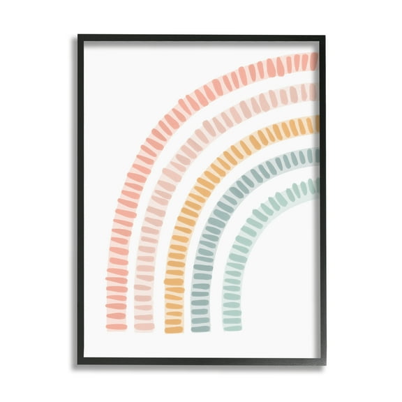 Stupell Industries Minimal Pastel Rainbow Landscape Painting Black Framed Art Print Wall Art, 11 x 14