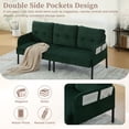 thumbnail image 6 of S-HOME Modern Plush Corduroy Upholstered Loveseat with Dual Side Pockets and Metal Legs, Sofa for Apartment, Emerald, 6 of 16
