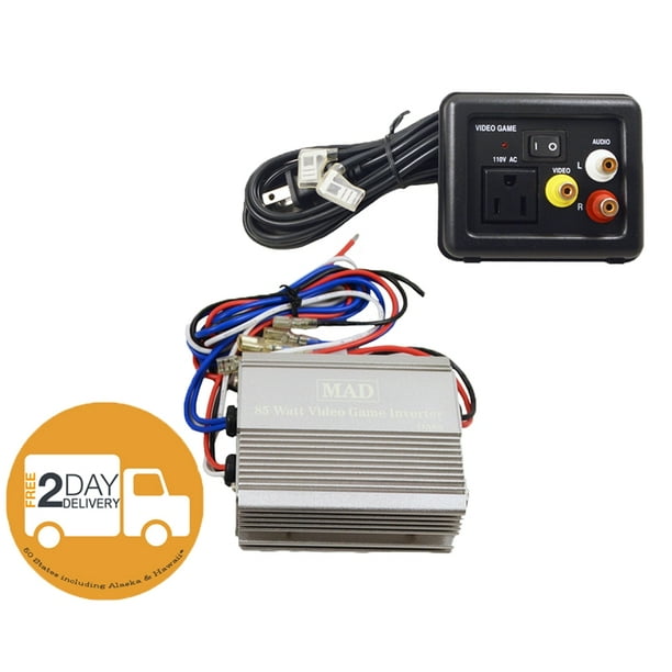 Power Inverter 12 Volt DC to 110V AC 85 Watts with Video Game Port 12V 85W - Walmart.com - Walmart.com | 110v Ac Wiring | | Walmart.com