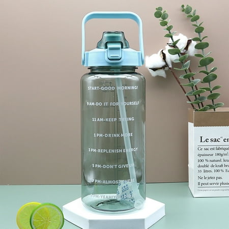 

2000ml Plastic Water Bottle with Times and Straw to Drink BPA Free Clear Water Jug for Outdoor Indoor Running Hiking