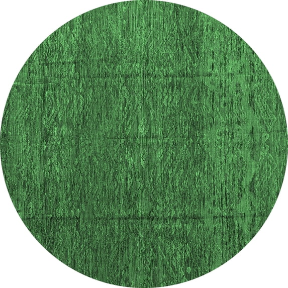 Ahgly Company Indoor Round Abstract Emerald Green Modern Area Rugs, 8' Round