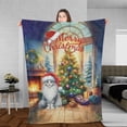 thumbnail image 3 of Merry Christmas Maine Coon Santa Hat Xmas Tree Winter Holiday Cozy Fleece Blanket Cat Lover Kitten Owner Gifts Warm Soft Throw Blanket - 01013, 3 of 5
