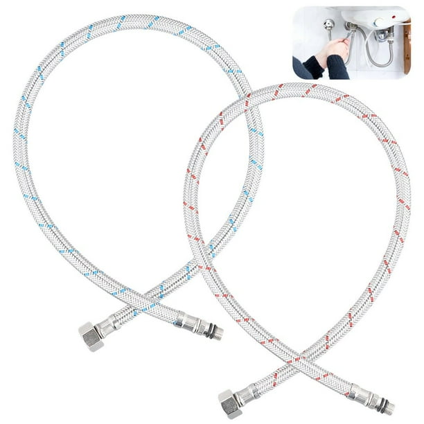 Faucet Supply Hose Connector, G1/2 Female M10x1 Male, 1 Pair Braided