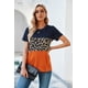 thumbnail image 2 of ABPHQTO Camiseta de mujer de manga corta color block con estampado de leopardo azul, 2 of 5