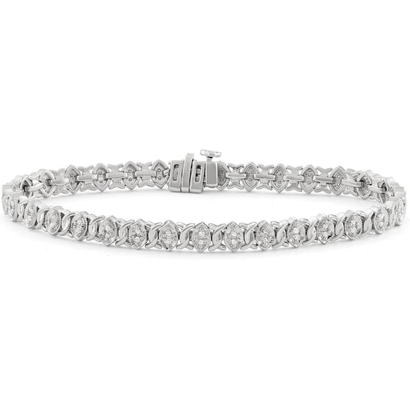 MyDiamondBox Sterling Silver 1/2 CTTW Diamond Marquis Shape Tennis Bracelet - For Women and Girls