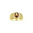 thumbnail image 1 of RYLOS Men's Rings 14K Yellow Gold Designer Nugget Ring Oval 9X7MM Gemstone & Diamonds  Smoky Quartz June Birthstone Rings For Man Size 10, 1 of 7