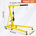 thumbnail image 2 of Lumiparty 2 Ton Folding Hydraulic Engine Hoist with Lever, Cherry Picker Shop Crane with 6 Casters, 4400 Lbs Capacity Heavy Duty Crane Lift for Garage, Workshop, Repair, Yellow, 2 of 7