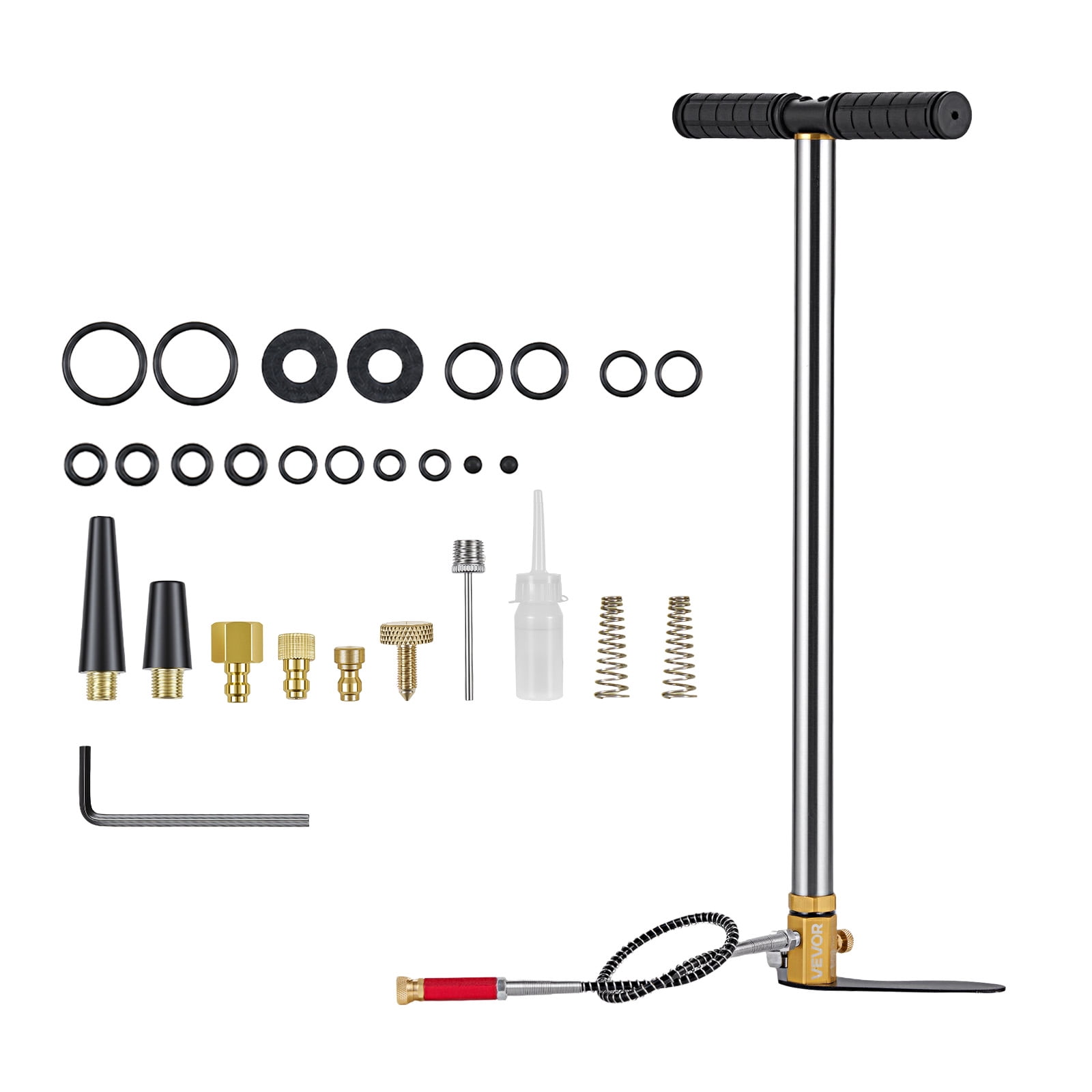 VEVOR PCP Hand Pump, 3 Stage, High Pressure Air Rifle Filling Stirrup Pump, 24.82 MPa 3600psi, with Oil-Moisture Filter, Pressure Gauge, Stainless Steel,for Airguns Air Rifles Paintball Tire Filling