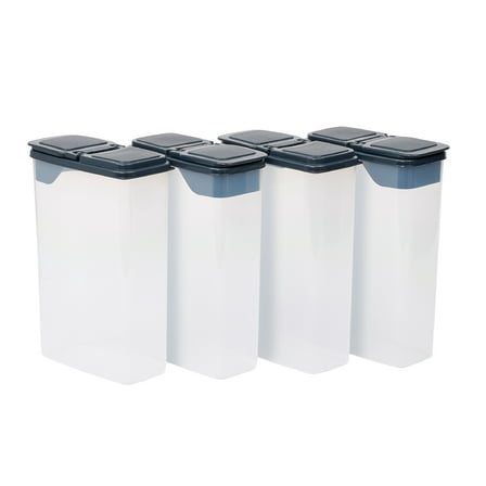 Mainstays Multi-Use Plastic Dispensers, Clear with Dark Gray Lids, Small (Set of 4) 7.75" x 4" x 11.4"