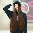 thumbnail image 4 of Womens Winter Hat Mens Hats Hat Wig Knit With Long Straight Wig Hat Dismountable Warm Cap for Winter Thickened Cold Hat, 4 of 6