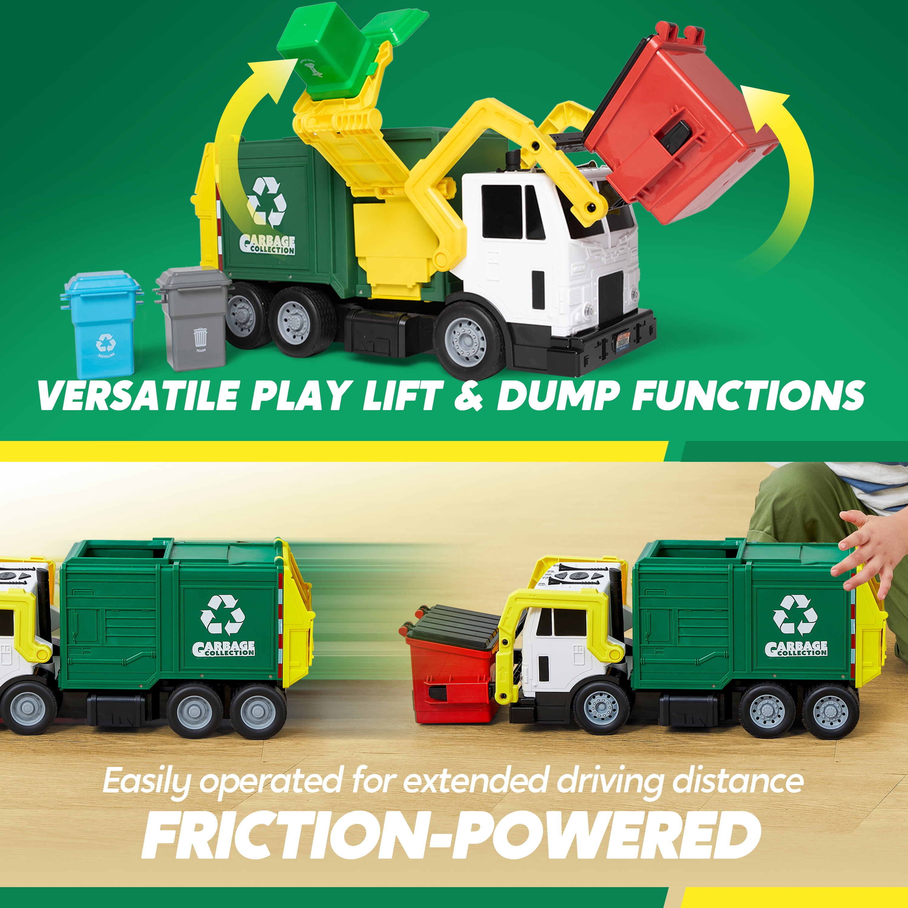 Joyfy 16" Lights and Sounds Large Garbage Truck Toys for Boys, Realistic Trash Truck Toy with Trash Can Lifter and Dumping Function, Toy Truck Christmas Girthday Gift for Boy Age 2 3 4 5 Years Old