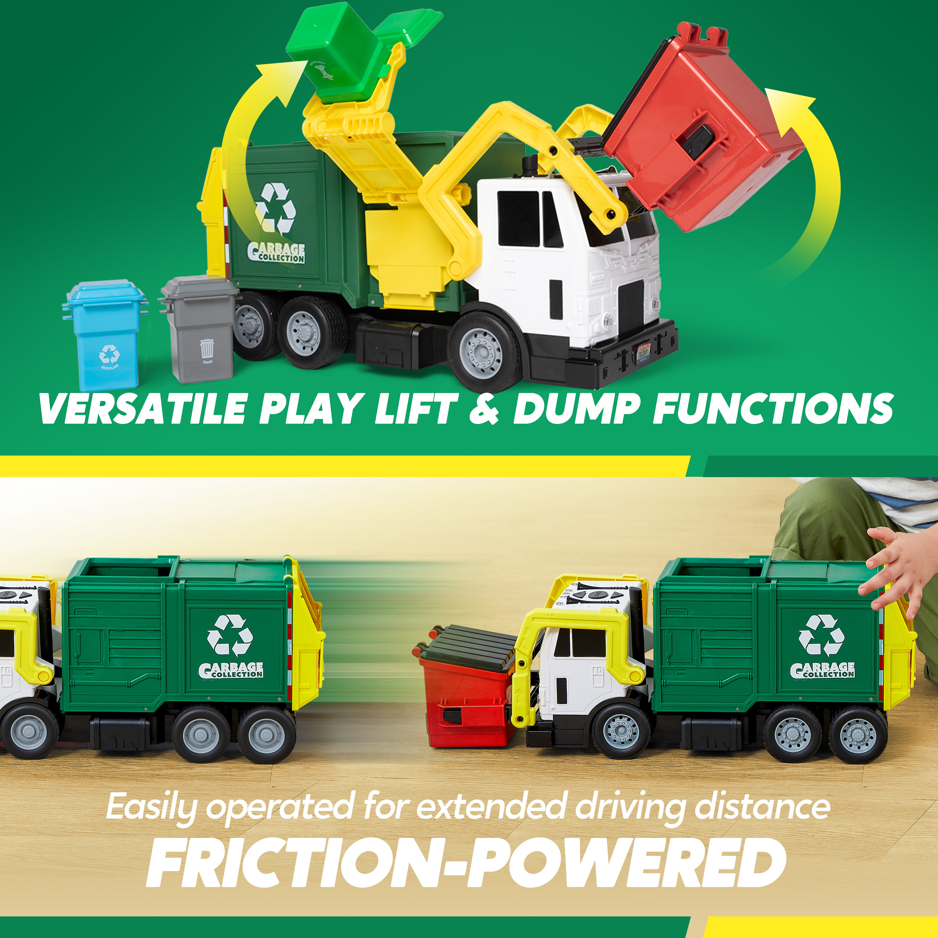 Joyfy 16 Inch Garbage Truck Toy with Lights, Sounds & Trash Cans photo 8