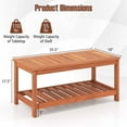 thumbnail image 3 of GVN 2-Tier Patio Coffee Table with Slatted Tabletop and Shelf, Teak Wood Side Table with Storage, Indoor and Outdoor Wooden Furniture for Deck, Porch, Balcony, Living Room, 3 of 7