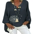thumbnail image 2 of Nouvelle Année 2022 Femmes Grande Taille Ample Manches Longues Tunique Décontractée à Fleurs Col en V, 2 of 3