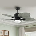 thumbnail image 2 of Uforic 44 Inch Tropical Coastal Ceiling Fans with Lights and Remote Control, 5 Palm Leaf Blades for Living Room,Bedroom - Gray, 2 of 10