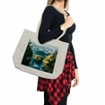 thumbnail image 2 of Landscape Shopping Bag, Mountain Lake in Northern Germany Frozen Peaks Water Winter Season Life, Eco-Friendly Reusable Bag for Groceries Beach and More, 15.5" X 14.5", Cream, by Ambesonne, 2 of 2