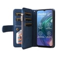 thumbnail image 3 of Multifunctional Case for Motorola Moto G10,[RFID Blocking] 9 Credit Cards Holder with Wrist Strap, Premium PU Leather Zipper Wallet Purse Magnetic Flip Phone Cover for Motorola Moto G10, Blue, 3 of 12