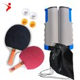 thumbnail image 1 of Cribun Ensemble de Ping-Pong Tout-en-un Comprend Filet de Ping-Pong pour Toute Table, 1 Filet Rétractable + 2 Raquettes + 3 Balles, Jeu Intérieur Ou Extérieur à Domicile, 1 of 6