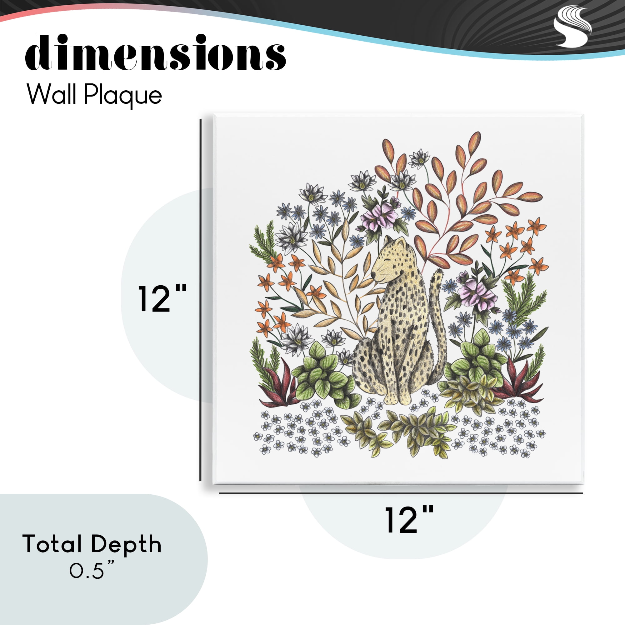 Jungle Wildlife Leopard Wall Plaque Art, design by Cecilia Battaini