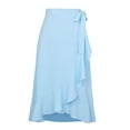 thumbnail image 6 of yillto Women Chiffon Wrap Skirt High Waist Boho Asymmetrical Ruffle Hem Flowy Loose Midi Beach Skirts, 6 of 7