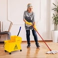 thumbnail image 2 of HJTER Mop and Bucket Set with Wringer On Wheels, 21 Quart Capacity Portable Wringer Trolley on Wheels, Side Press Floor Cleaning Wavebrake w/Handle, Mop Bucket for Home, Commercial, Restaurants, 2 of 8