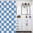thumbnail image 3 of Checkered Shower Curtain, Blue Shower Curtains for Bathroom, Cute Retro Checkboard Shower Curtain Vintage Aesthetic, Machine Washable Fabric Shower Curtain, 72''''x72'''', 3 of 6