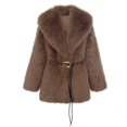 thumbnail image 4 of Miqool Women's Faux Fur Coat Lapel Collar Long Sleeve Warm Winter Coat with Pockets and Belted, 4 of 8