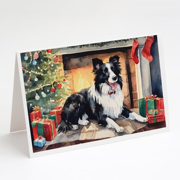 Border Collie Christmas Greeting Cards and Envelopes Pack of 8 7 in x 5 in
