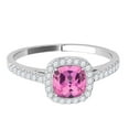 thumbnail image 3 of Mauli Jewels 1.15 CT Natural Pink Topaz & Diamond Ring in 10K Rose White & Yellow Gold | Cushion Cut Center Stone | Prong Set Bridal Ring for Women, 3 of 7