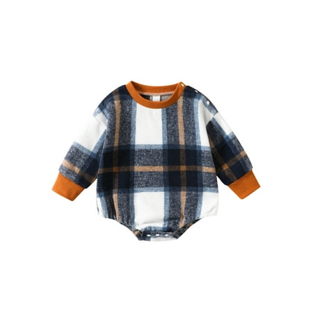 

Ma&Baby Infant Baby Boys Girls Casual Romper Long Sleeve Plaid Spring Fall One Piece Clothing Jumpsuits
