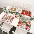 thumbnail image 4 of Juego de 4 manteles individuales navideños, mantel de muñeco de nieve, mantel individual navideño, decoración de mesa para mesa de cocina, cena navideña de temporada, 4 of 5