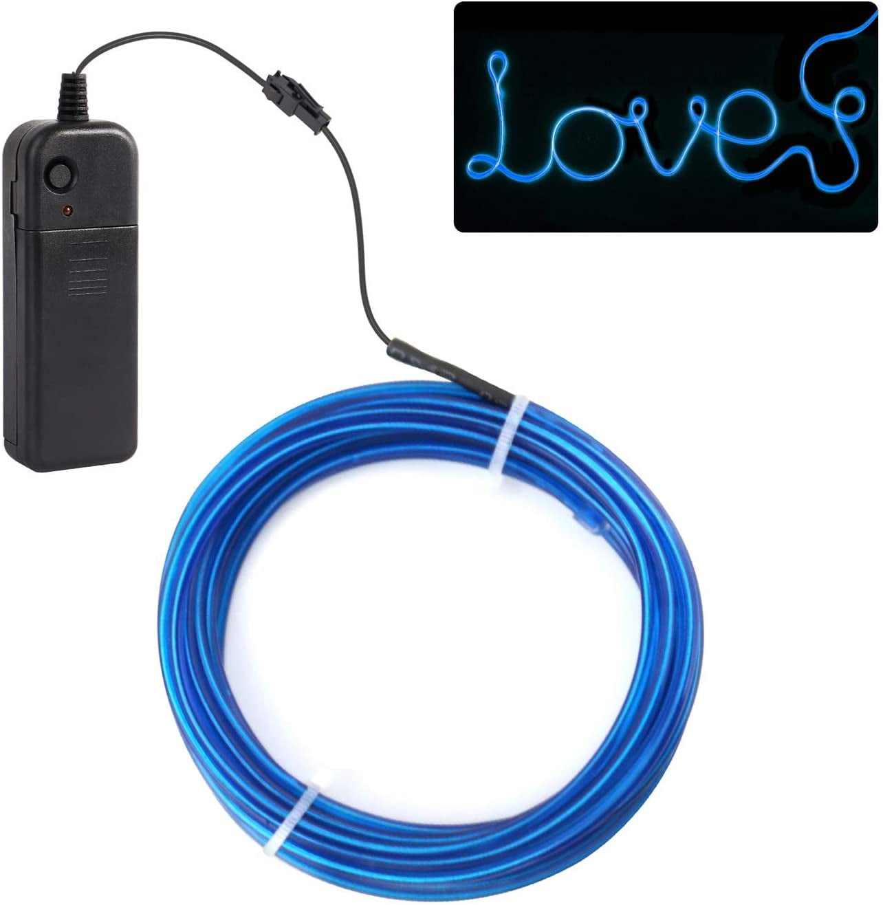Battery Powered EL Wire Neon Rope Lights 6.6 Ft 30 Pack EL Wire Neon ...