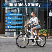 Adjustable Height Adults 26 Folding Bikes, White