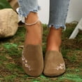thumbnail image 5 of Women's Lightweight Ballet Flat Shoes Flora Embroidery Comfortable Slip On Dress Shoes Casual Non Slip Loafers Brown Size 8.5, 5 of 7