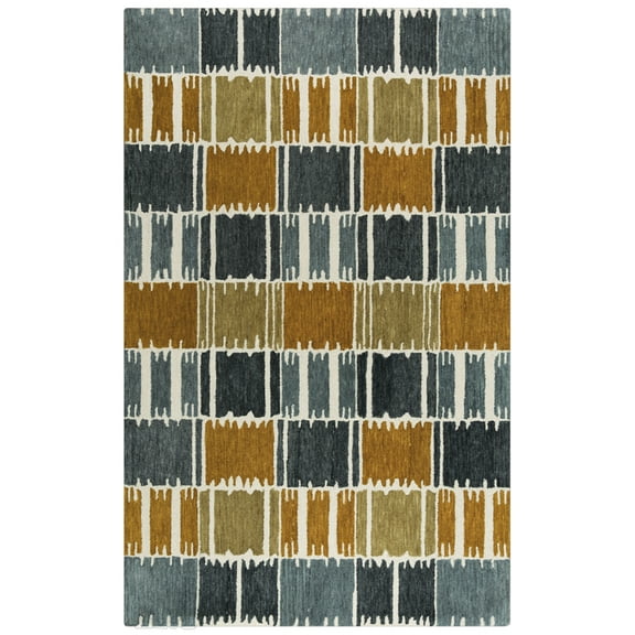 Rizzy Rugs Tetra Area Rug TET101 Gray/Brown Lines Blocks 5' x 8' Rectangle
