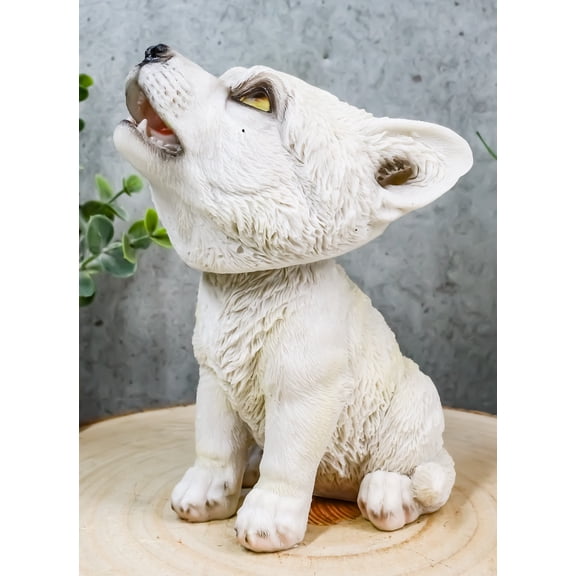 Ebros Wildlife Cries of The Night Howling White Snow Wolf Bobblehead Figurine