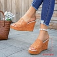 thumbnail image 4 of Orange Women'S Casual Beach Peep Toe Wedge Sandals, Plus Size Fashionable Thick Soled Slippers, 4 of 9