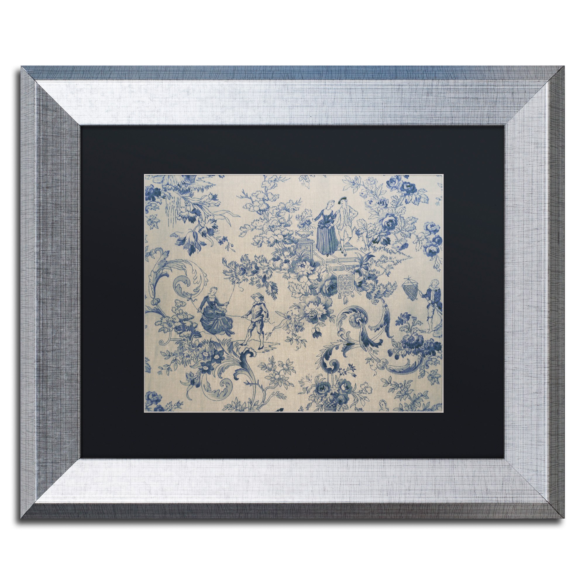 Trademark Fine Art "Toile Fabrics I" Canvas Art by Color Bakery Black Matte, Silver Frame