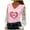#258-Pink, variant on Craaazy Women's V-Neck Sheer Long Sleeve Love Heart Graphic Valentines Shirts Gifts