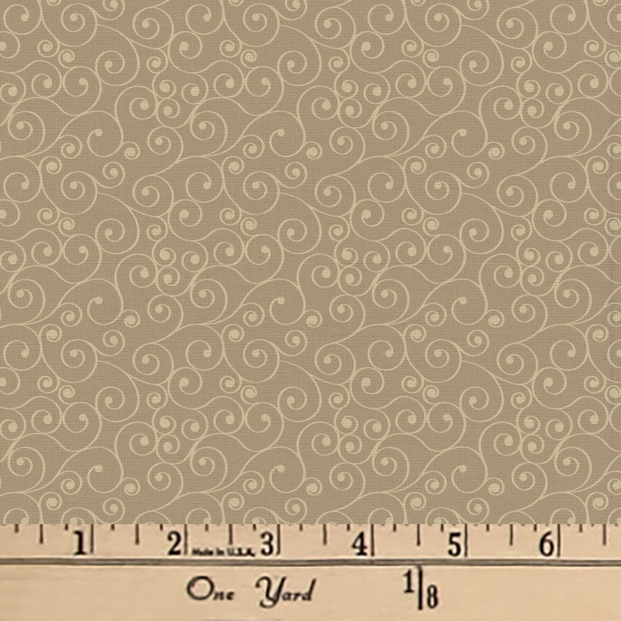 Waverly Inspirations Cut by the Yard 100% Cotton Russian Spirals, Mushroom , 44" Wide for Quilting & Sewing