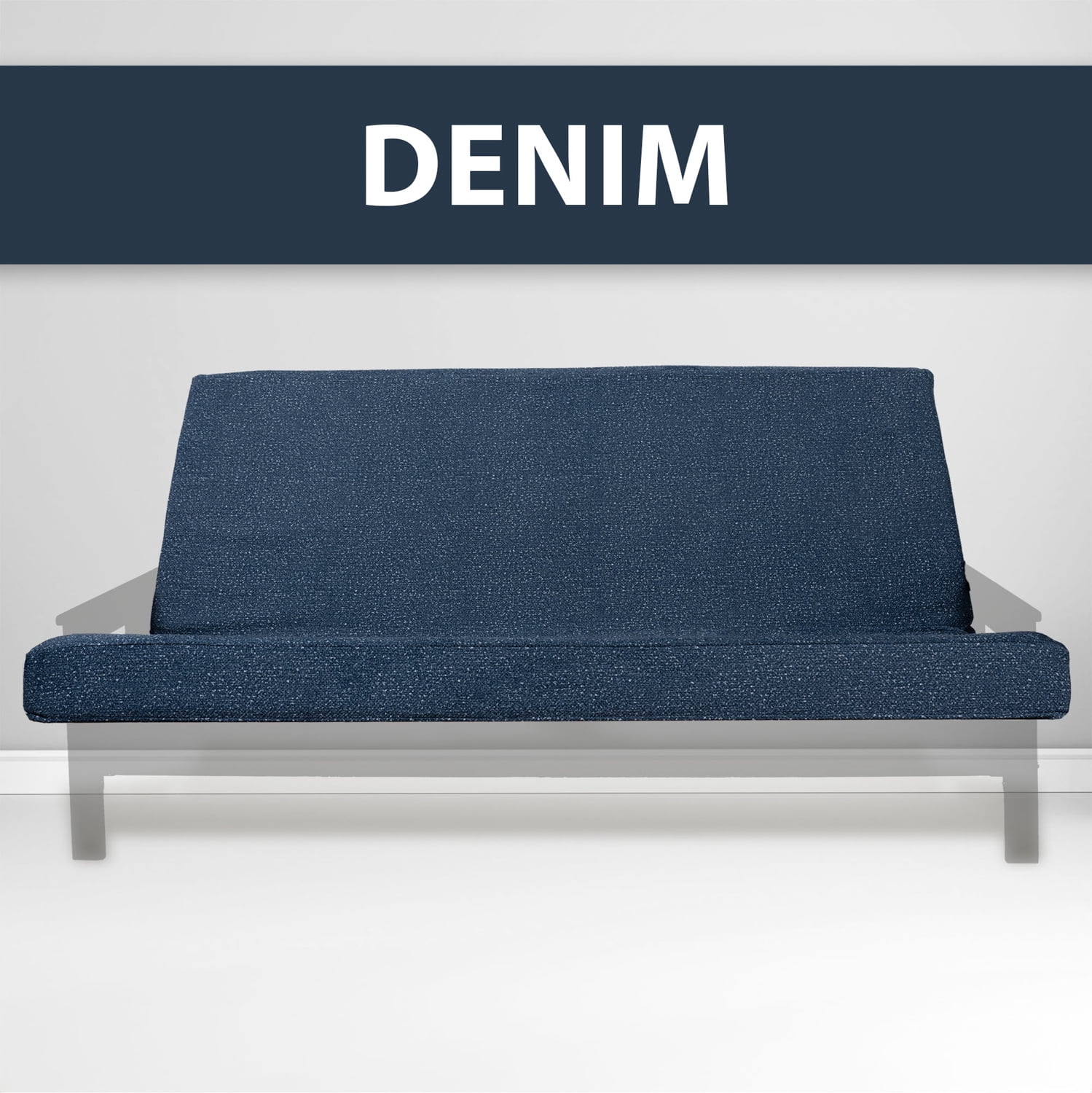 Yoneston Full Size Memory Foam Futon Mattress, Thick Foldable Sofa Bed Cushion with Washable Removable Cover for Guest Room Apartment Dorm, Denim