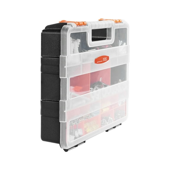 KFFKFF Trio Set Organizer for Small Items, 21-Section Tool Storage Case with Adjustable Partitions, Durable PP Material Equipment Storage Container with Secure Lock & Easy-Carry Handle