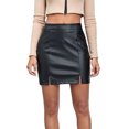 thumbnail image 1 of Falda Corta Ajustada Gyaru Ruched Wrap Falda Mujer PU Cuero con Hendidura Falda Recta (Negro L) Cgtredaw Para estrenar, 1 of 1