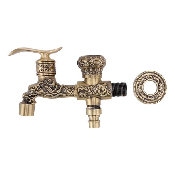 Grifo de Latón Sincero Antiguo con Dragón y 2 Asas para Lavabo de Baño Color Cobre Antiguo