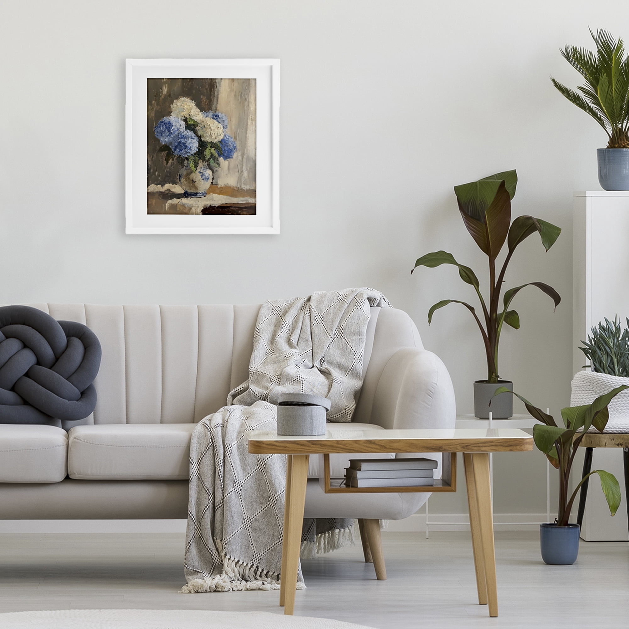 Stupell Industries Vintage Hydrangea in Ceramic Vase White Framed Print Under Glass, design by LSR Design Studio